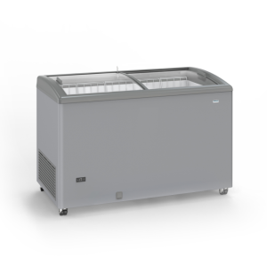 Congélateur Aspect Inox à Portes Coulissantes Vitrées - 400 L