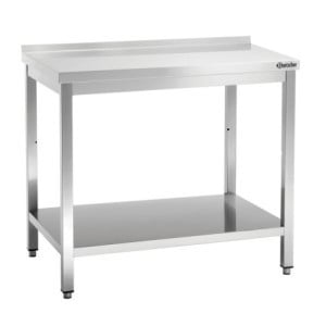 Table de Travail Inox avec Etagère Basse et Dosseret - P 700 mm - L 1200 mm