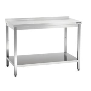 Table de Travail Inox avec Etagère Basse et Dosseret - P 700 mm - L 1400 mm