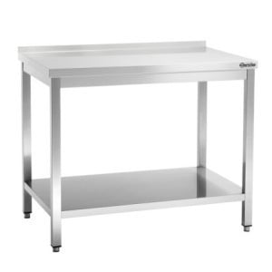 Table de Travail Inox avec Etagère Basse et Dosseret - P 700 mm - L 1000 mm