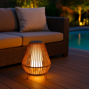 Lanterne Solaire Rotin H 35 cm - Salomea