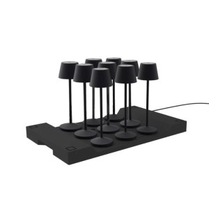 Lampe de Table Touch LED Emily Black avec Plateau de Chargement - Lot de 9