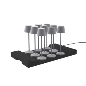Lampe de Table Touch LED Emily Grey avec Plateau de Chargement - Lot de 9