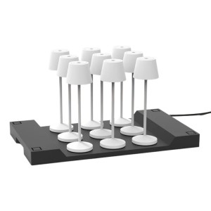 Lampe de Table Touch LED Emily White avec Plateau de Chargement - Lot de 9
