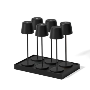 Lampe de Table Touch LED Kelly Black avec Plateau de Chargement - Lot de 6