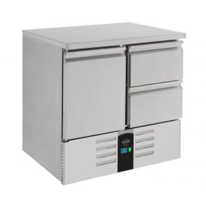 Table Réfrigérée Positive à 1 Porte et 2 Tiroirs - 257 L