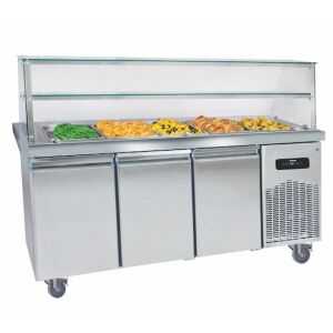 Buffet Chauffant Inox 5 Bacs avec Desserte Réfrigérée - 3 Portes GN 1/1 MultiGroup - 1