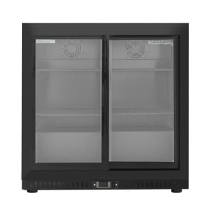 Arrière-Bar Réfrigéré - 2 Portes Vitrées Coulissantes et Intérieur Noir - 212 L