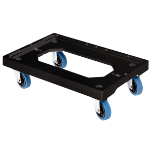 Socle Rouleur 4 Roues Silence Pivotantes - Chape Inox - Noir