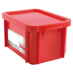 Bac HACCP Rectangulaire avec Couvercle - 15 L - Rouge