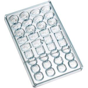 Plaque Assortiment d'Empreintes en Chocolat - 36 Empreintes