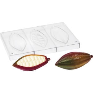 Plaque Cabosse Complète en Chocolat - 3 Empreintes - 140 x 23 mm