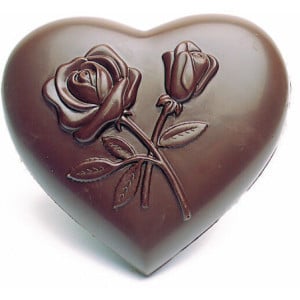 Plaque Coeur Décoré Fleurs en Chocolat - 4 Empreintes