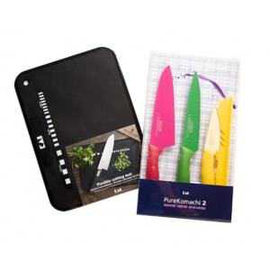 Coffret 4 Pièces : Couteaux Pure Komachi 2 + Planche à Découper KAI - 1