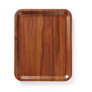 Plateau de Service Rectangulaire Antidérapant Stratifié Acajou - 460 x 360 mm