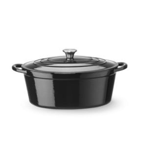Cocotte en Fonte Émaillée Ovale Noire - 6,88 L