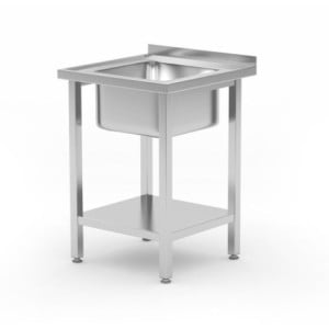 Plonge 1 Bac au Milieu Kitchen Line avec Étagère - P 600 x L 600 mm