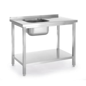 Plonge 1 Bac à Gauche Kitchen Line avec Étagère - P 600 x L 800 mm