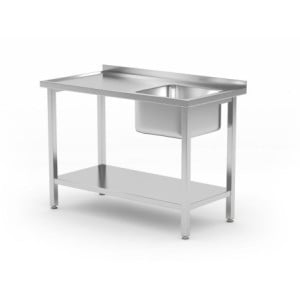 Plonge 1 Bac à Droite Kitchen Line avec Étagère - P 600 x L 1000 mm