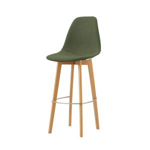 Tabouret de Bar Tissu - Piètement Bois Keeve - Vert