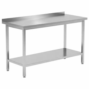 Table Inox avec Dosseret et Etagère - P 700 mm - L 1400 mm Dynasteel - 1