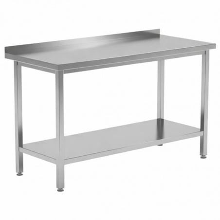 Table Inox avec Dosseret et Etagère - P 700 mm - L 1400 mm Dynasteel - 1