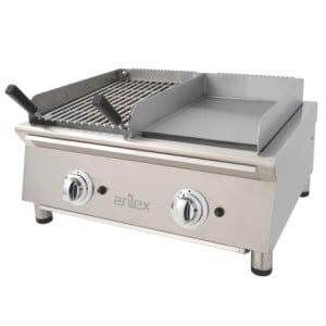 Plancha Lisse Acier et Grill Pierre de Lave à Gaz Fry-Top 600 - 11000 W