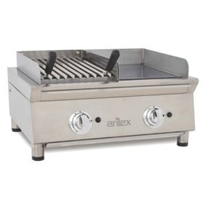 Plancha Lisse Chrome et Grill Pierre de Lave à Gaz Fry-Top 600 - 11000 W