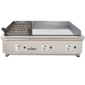 Plancha Lisse Chrome et Grill Pierre de Lave à Gaz Fry-Top 600 - 16500 W