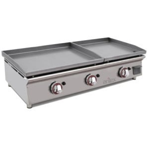 Plancha à Gaz Lisse Double Acier 6 mm - 60 + 40 cm