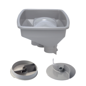 Accessoire presse-purée grille 6 mm, goulotte d'alimentation et disque évacuateur
