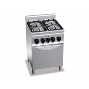 Fourneau à Gaz 4 Brûleurs -19 kW avec Four Electrique à Convection 3 kW FourniResto - 1