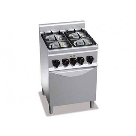Fourneau à Gaz 4 Brûleurs -19 kW avec Four Electrique à Convection 3 kW FourniResto - 1 Fourneau à Gaz 4 Brûleurs -19 kW avec Four Electrique à Convection 3 kW FourniResto - 1