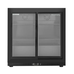 Arrière-Bar Réfrigéré - 2 Portes Vitrées Coulissantes et Intérieur Noir - 212 L - Reconditionné