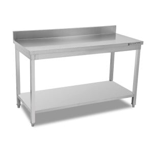 Table Inox avec Dosseret et Etagère - P 600 mm - L 1400 mm