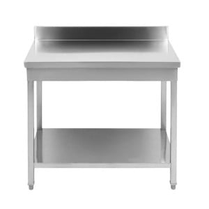 Table Inox avec Dosseret et Etagère - P 700 mm - L 1400 mm