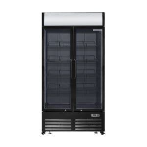 Vitrine à Boissons Réfrigérée 736 L 2 Portes Vitrées Battantes 2-8 °C, Canopy Publicitaire, Gaz R290, 258 W, Noir - Recond