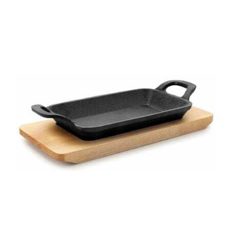 Mini Plancha Grill Lisse avec Base Bois - 22,5 x 10 cm Lacor - 1