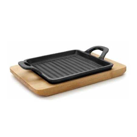 Mini Plancha Grill Rainurée avec Base Bois Lacor - 1