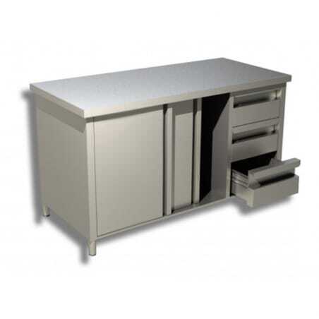 Armoire de Travail Avec 3 Tiroirs à Droite - Profondeur 600 FourniResto - 1 Armoire de Travail Avec 3 Tiroirs à Droite - Profondeur 600 FourniResto - 1