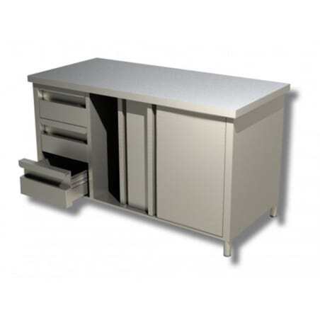 Armoire de Travail Avec 3 Tiroirs à Gauche - Profondeur 600 FourniResto - 1 Armoire de Travail Avec 3 Tiroirs à Gauche - Profondeur 600 FourniResto - 1