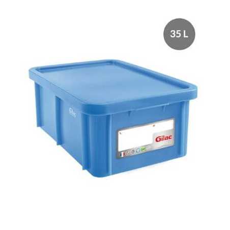 Bac Rectangulaire 35L+Couvercle Bleu Haccp Gilac - 1