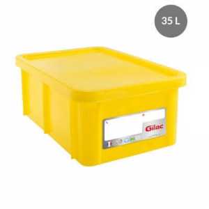 Bac Rectangulaire 35L+Couvercle Jaune Haccp Gilac - 1