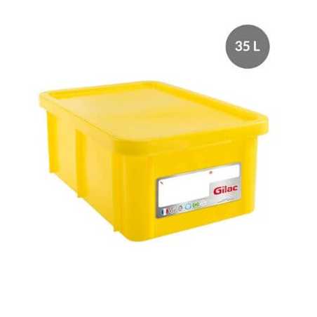 Bac Rectangulaire 35L+Couvercle Jaune Haccp Gilac - 1
