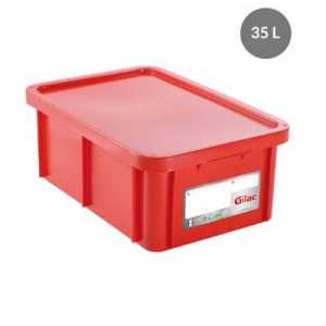 Bac Rectangulaire 35L+Couvercle Rouge Haccp Gilac - 1