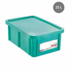 Bac Rectangulaire 35L+Couvercle Vert Haccp Gilac - 1
