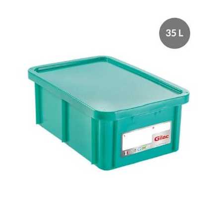 Bac Rectangulaire 35L+Couvercle Vert Haccp Gilac - 1