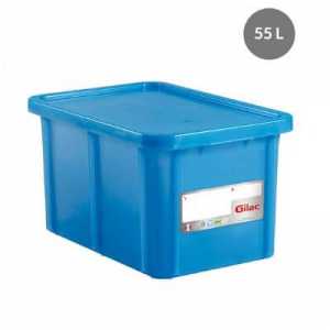 Bac Rectangulaire 55L+Couvercle Bleu Haccp Gilac - 1