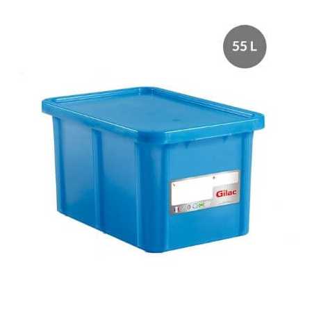 Bac Rectangulaire 55L+Couvercle Bleu Haccp Gilac - 1