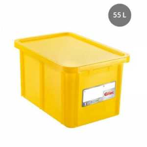 Bac Rectangulaire 55L+Couvercle Jaune Haccp Gilac - 1